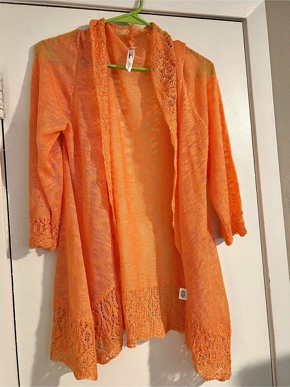 Pina Rossi Crochet Cardigan in Orange Size Large